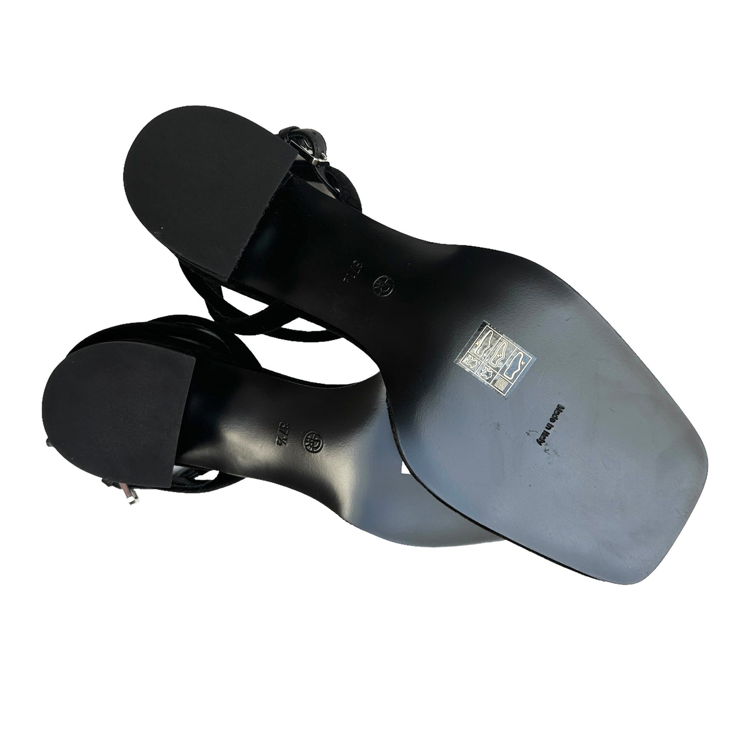 Black Velvet Square Heels - 7.5