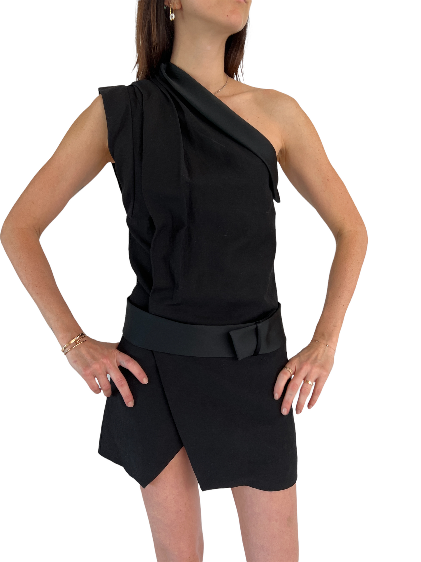 Black One Shoulder Dress - XS