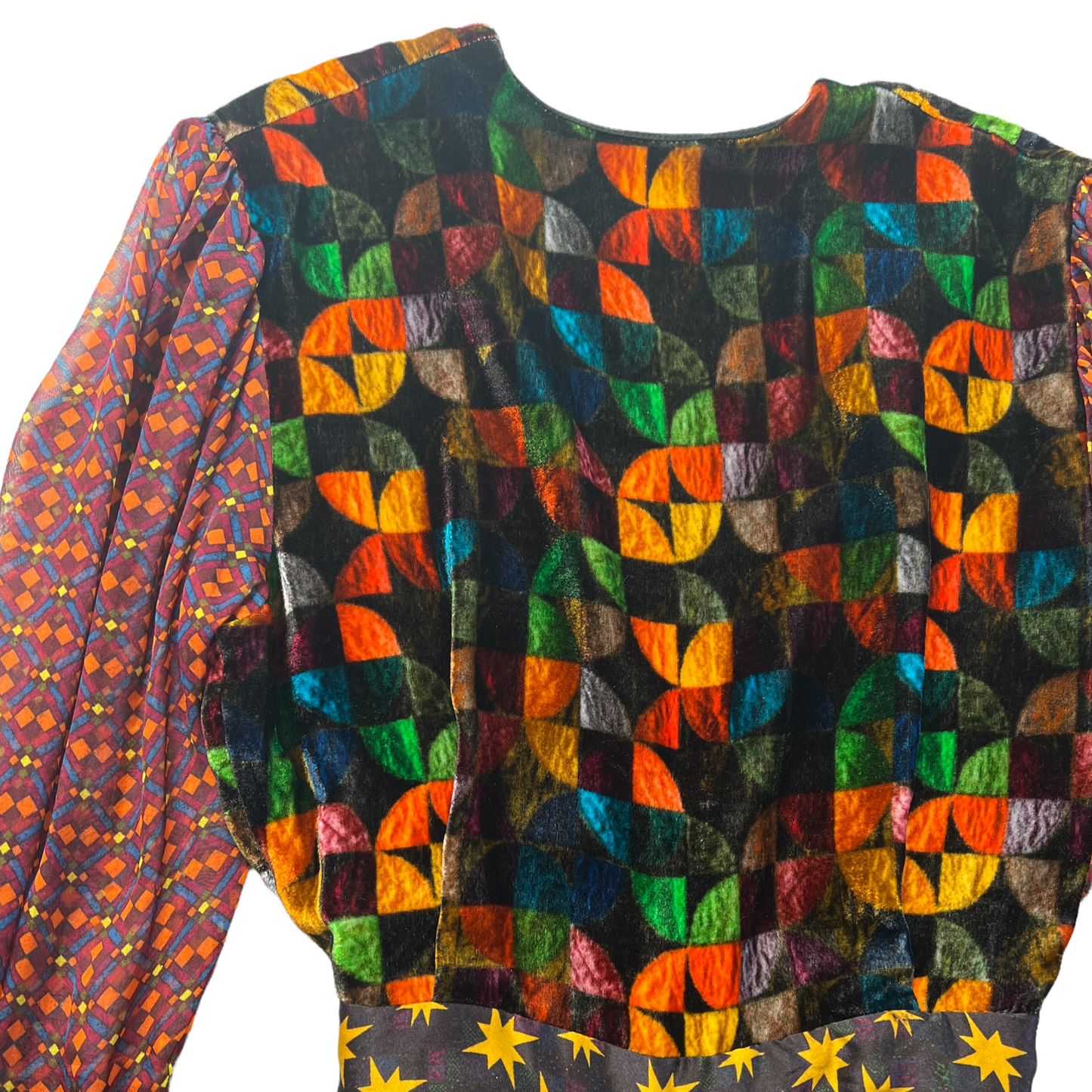 Velvet Multicolor Mini Dress - XXS