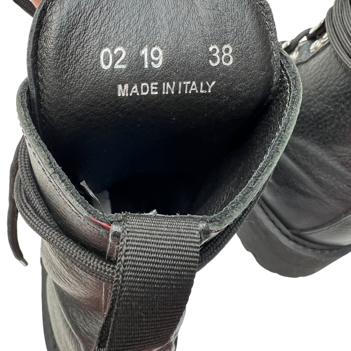 Black Leather Moto Boots - 38