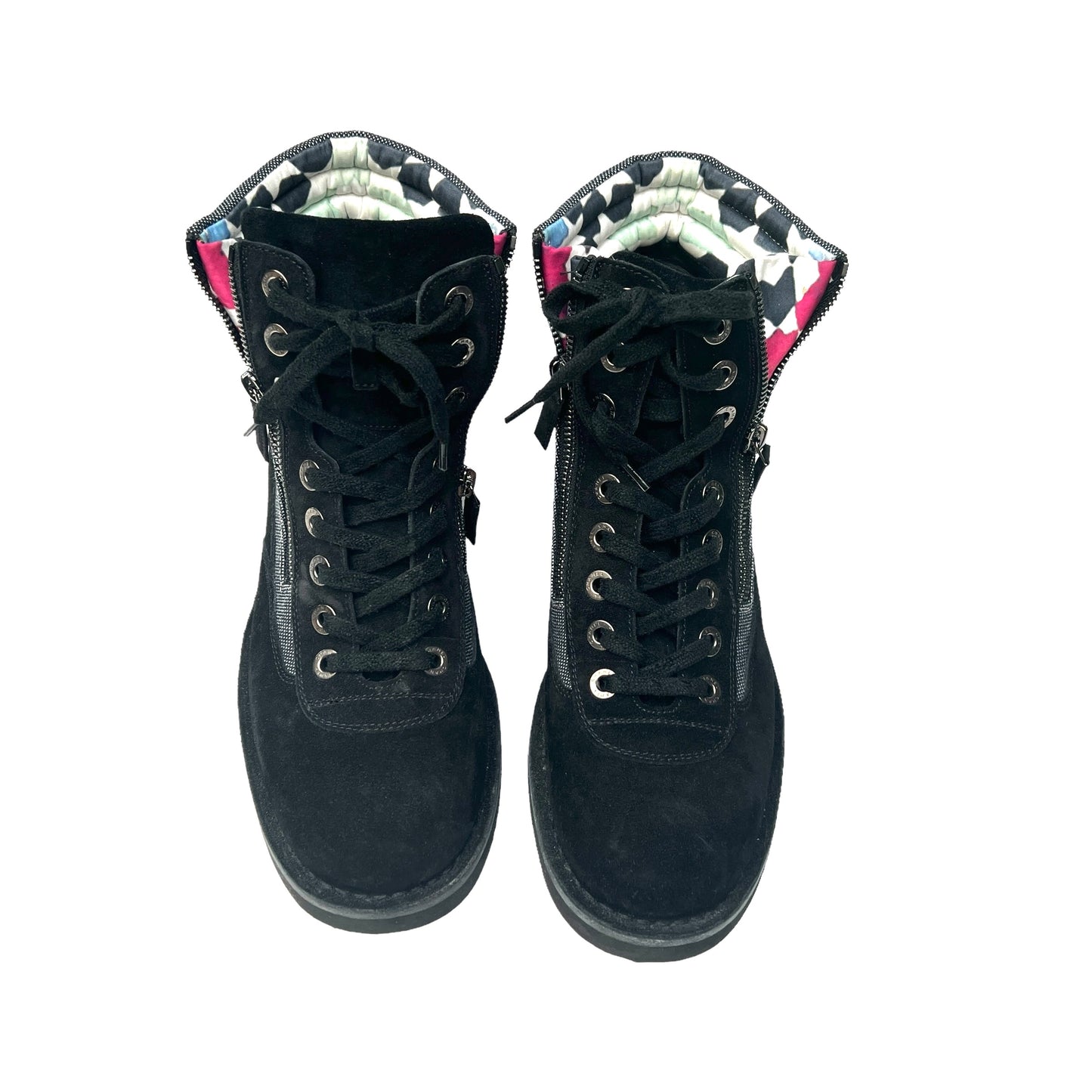 Black Suede & Canvas Boots - 10