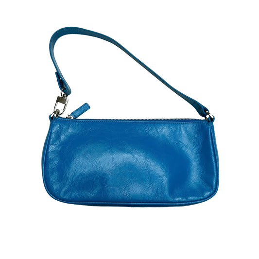 Blue Leather Shoulder Bag