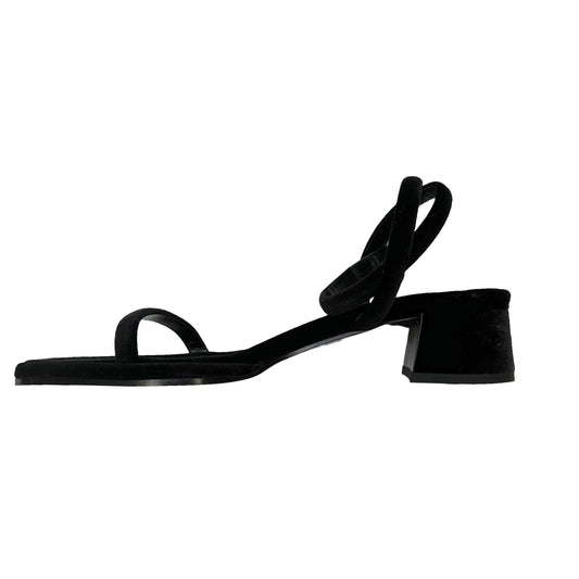 Black Velvet Square Heels - 7.5