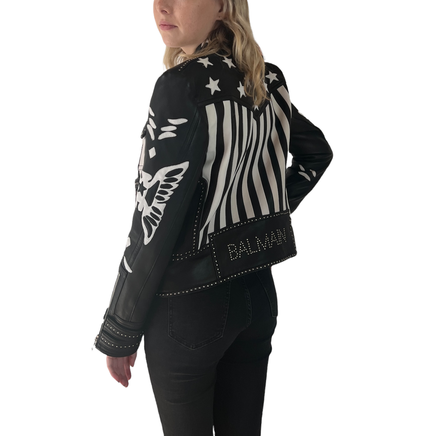 Black & White Leather Jacket - S