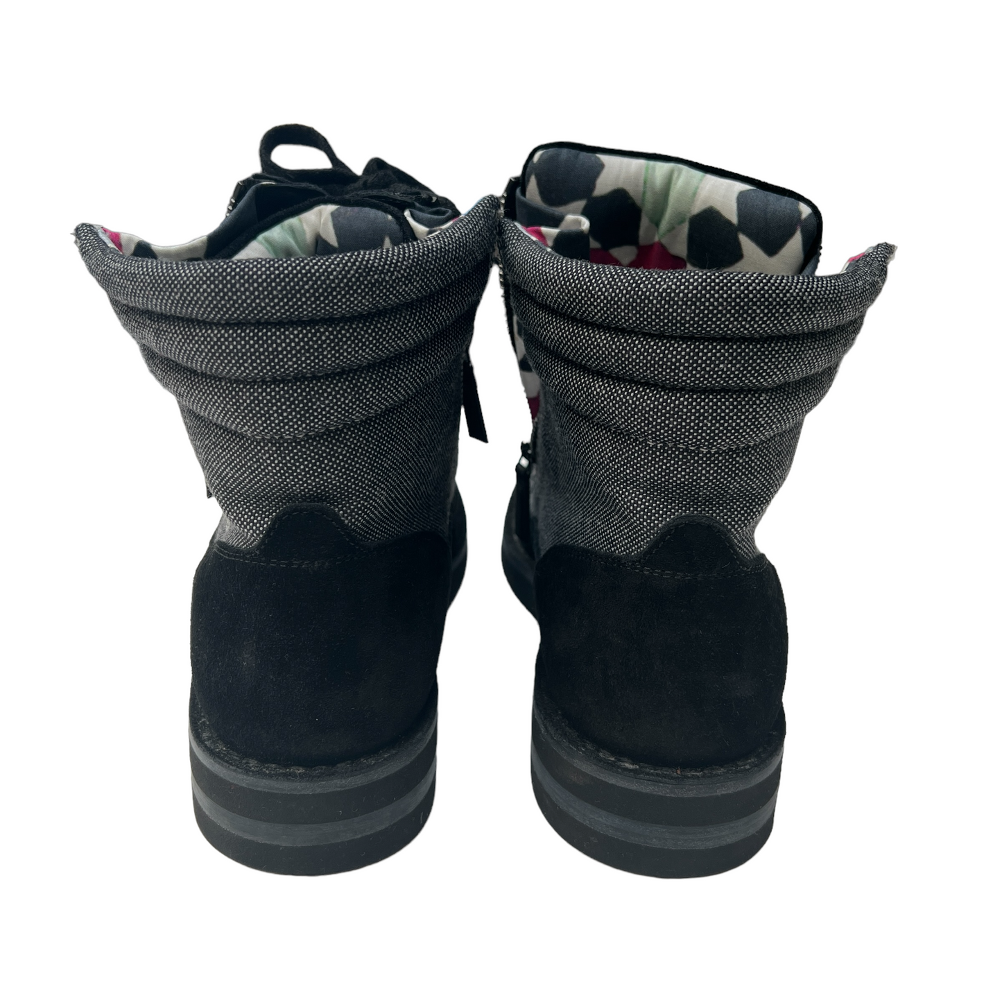 Black Suede & Canvas Boots - 10