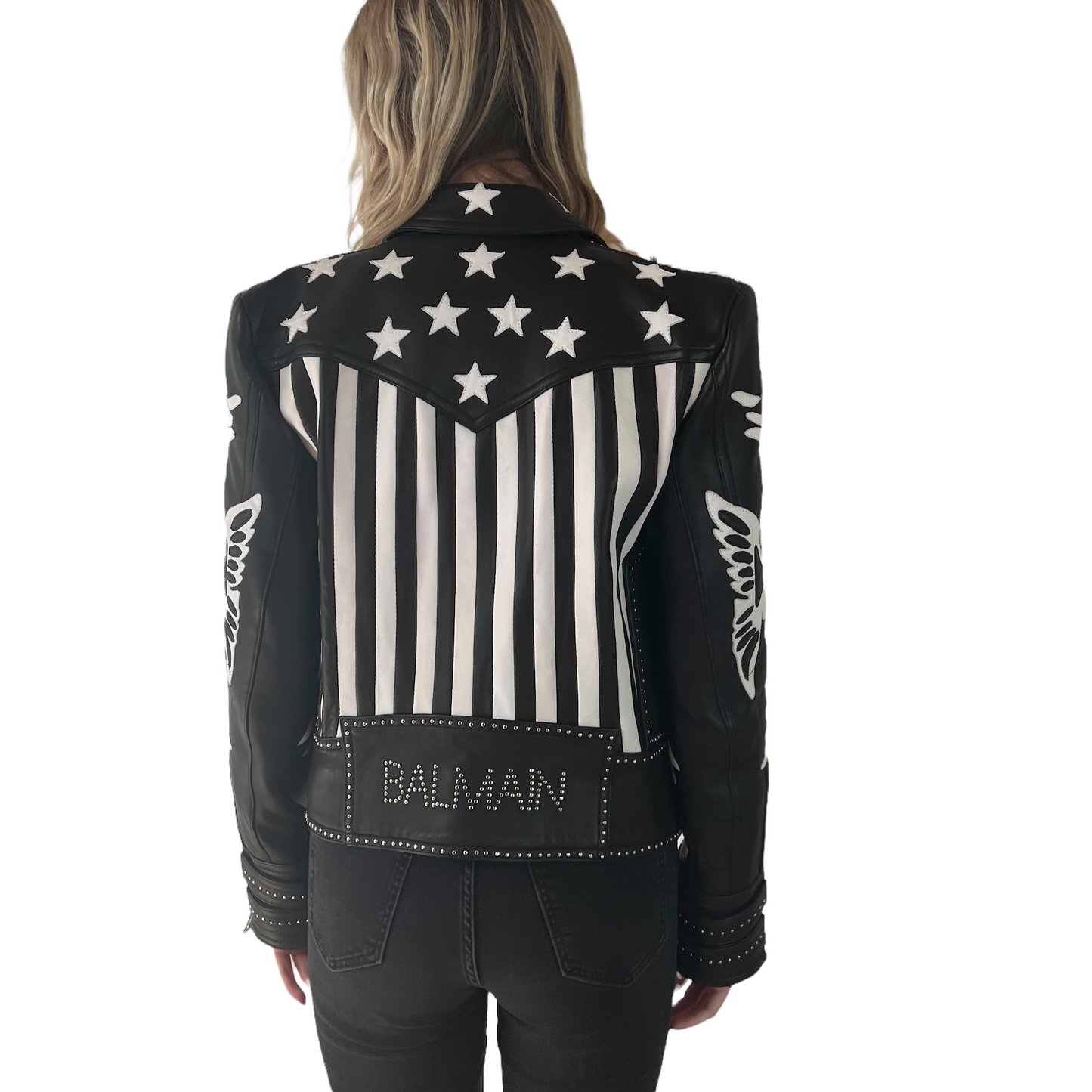 Black & White Leather Jacket - S