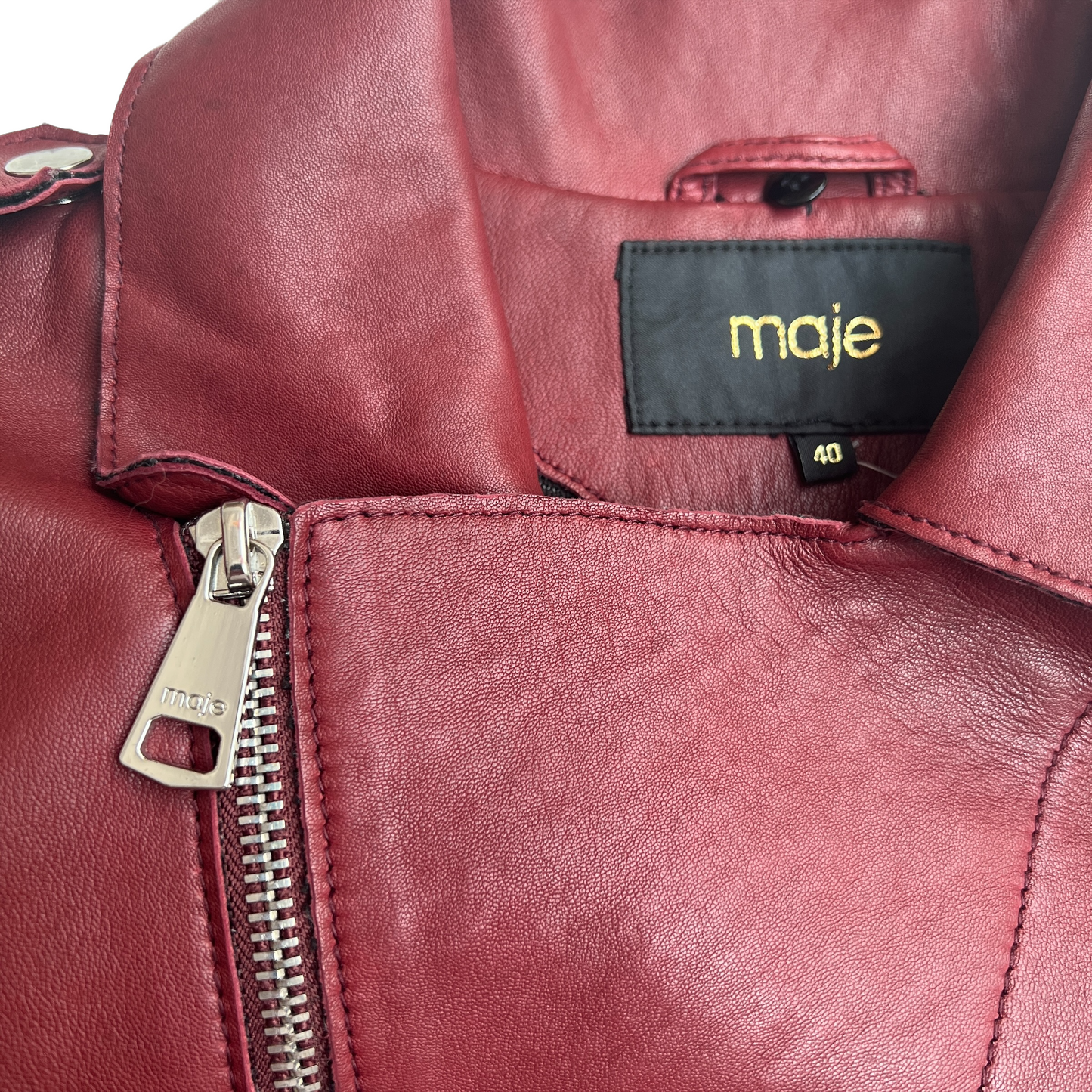 Burgundy Leather Jacket - M