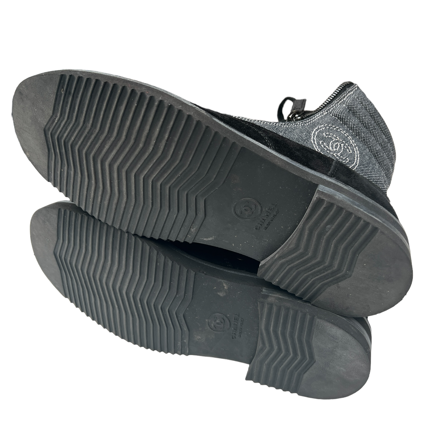 Black Suede & Canvas Boots - 10