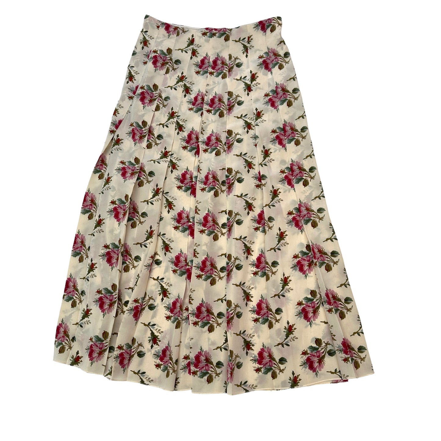 2017 Flowery Pleated Silk Skirt - S/M