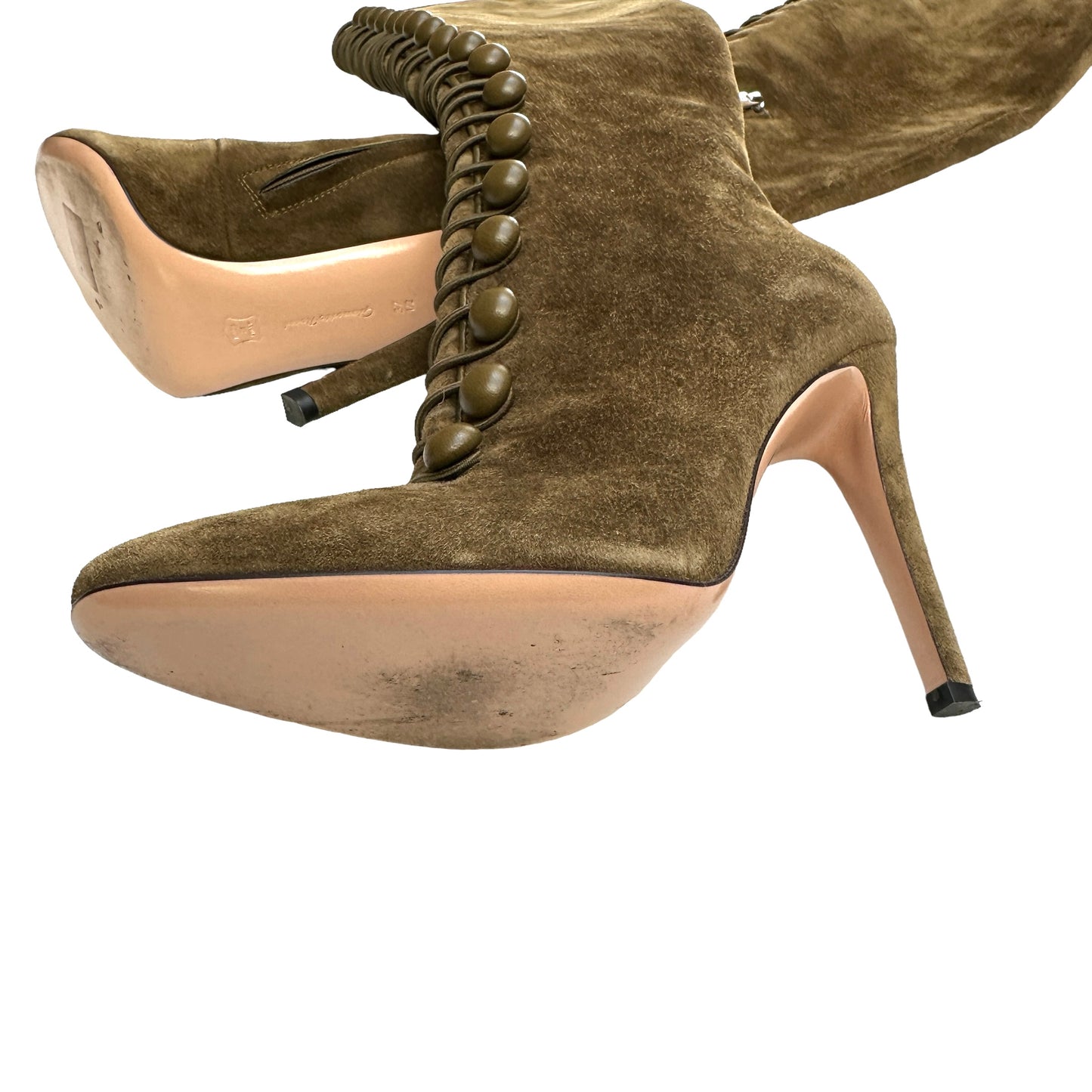 Tall Kaki Suede Boots - 7.5