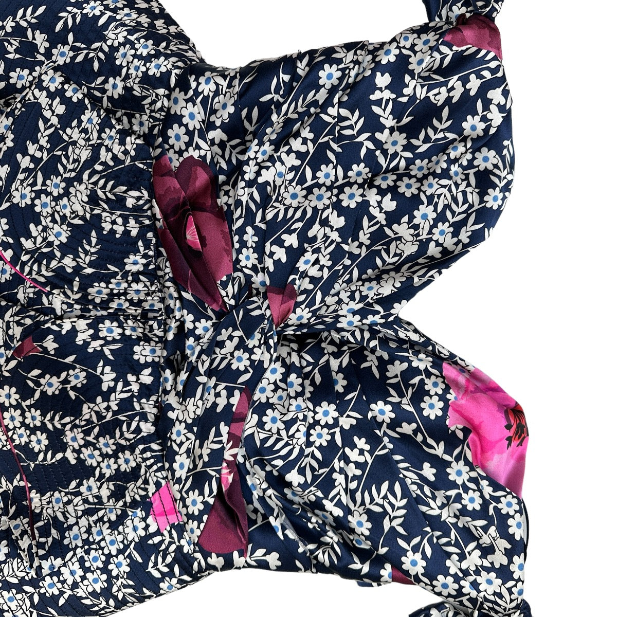 Blue Silk Floral Dress - 4