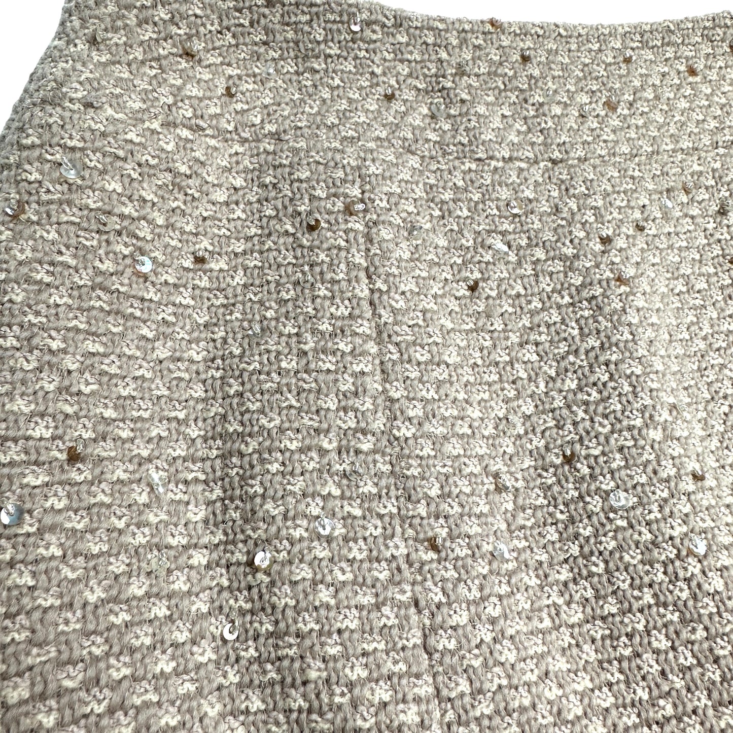 Beige Sequined Tweed Skirt - S