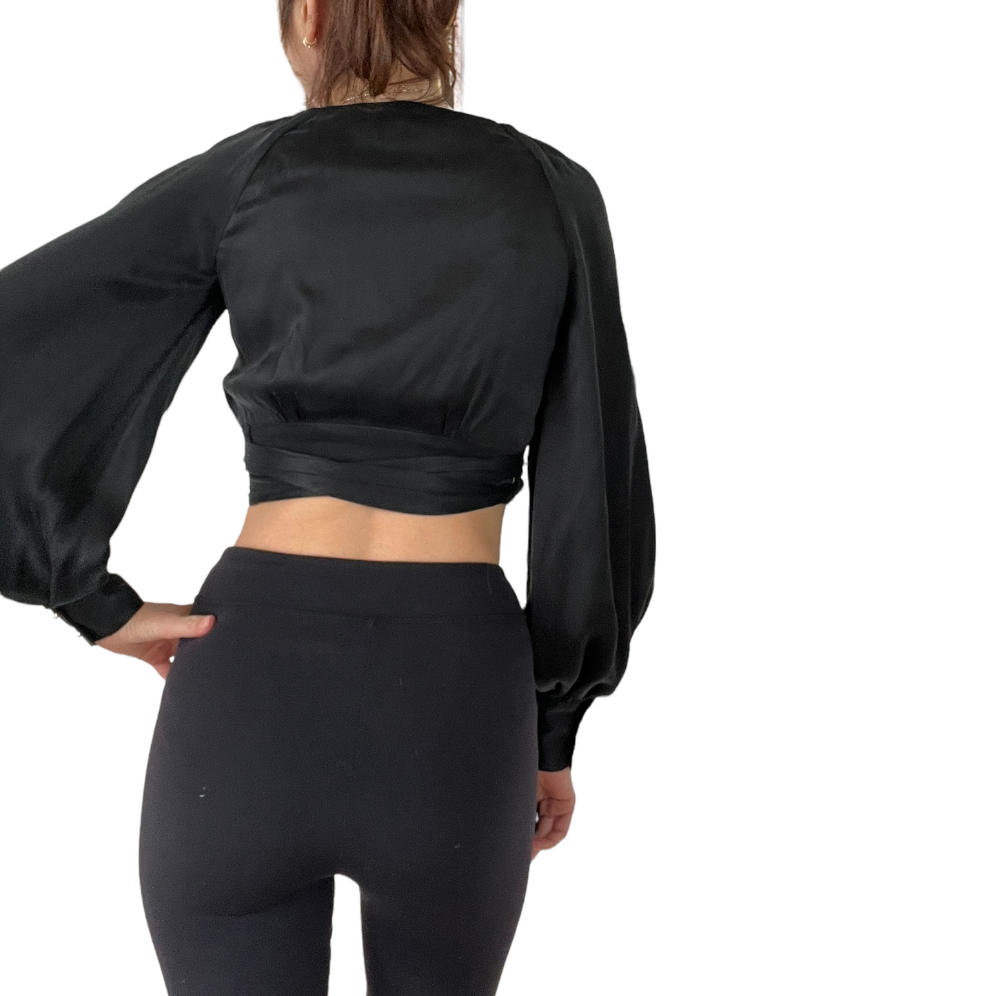 Black Silk Cropped Top - 0