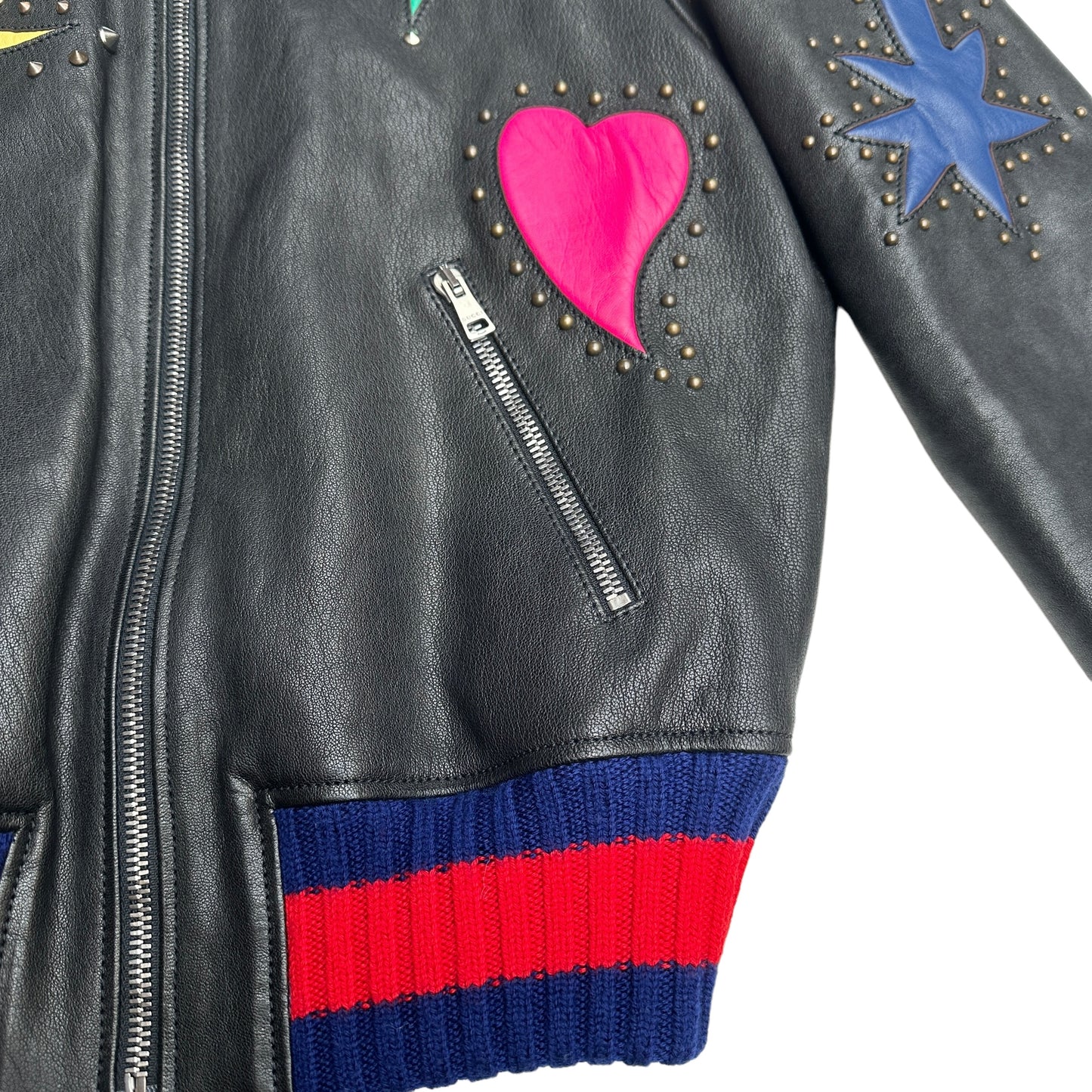 Black Leather Bomber - XS