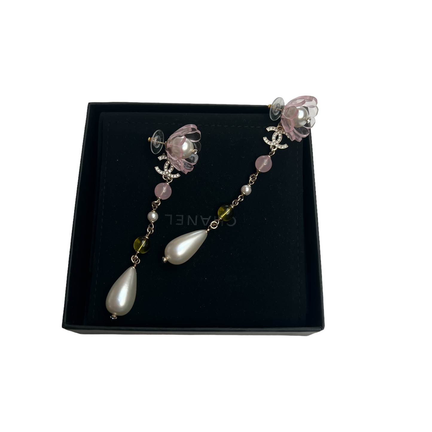 Flower & Pearl Pendant Earrings