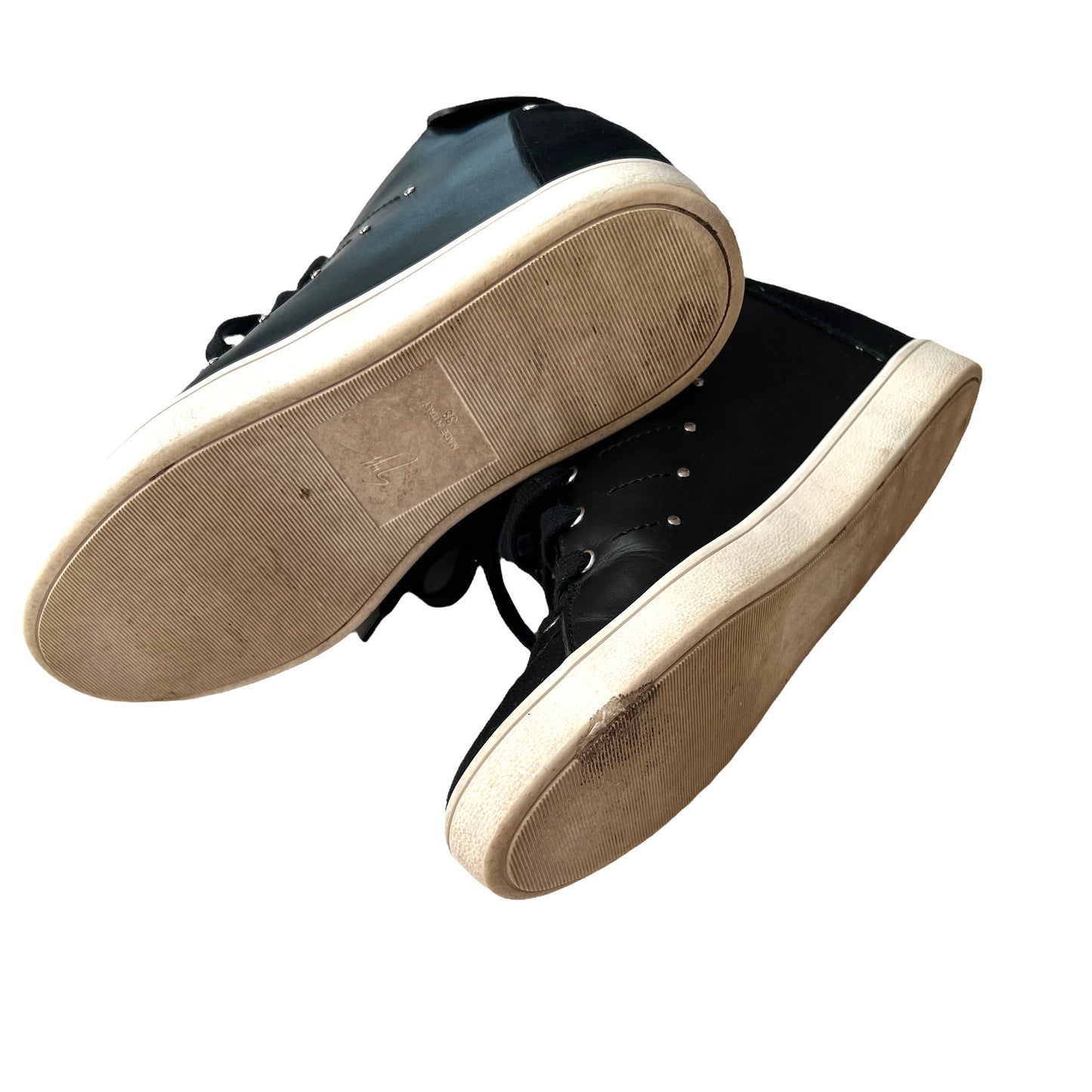 Black Leather and Suede Sneakers - 7.5