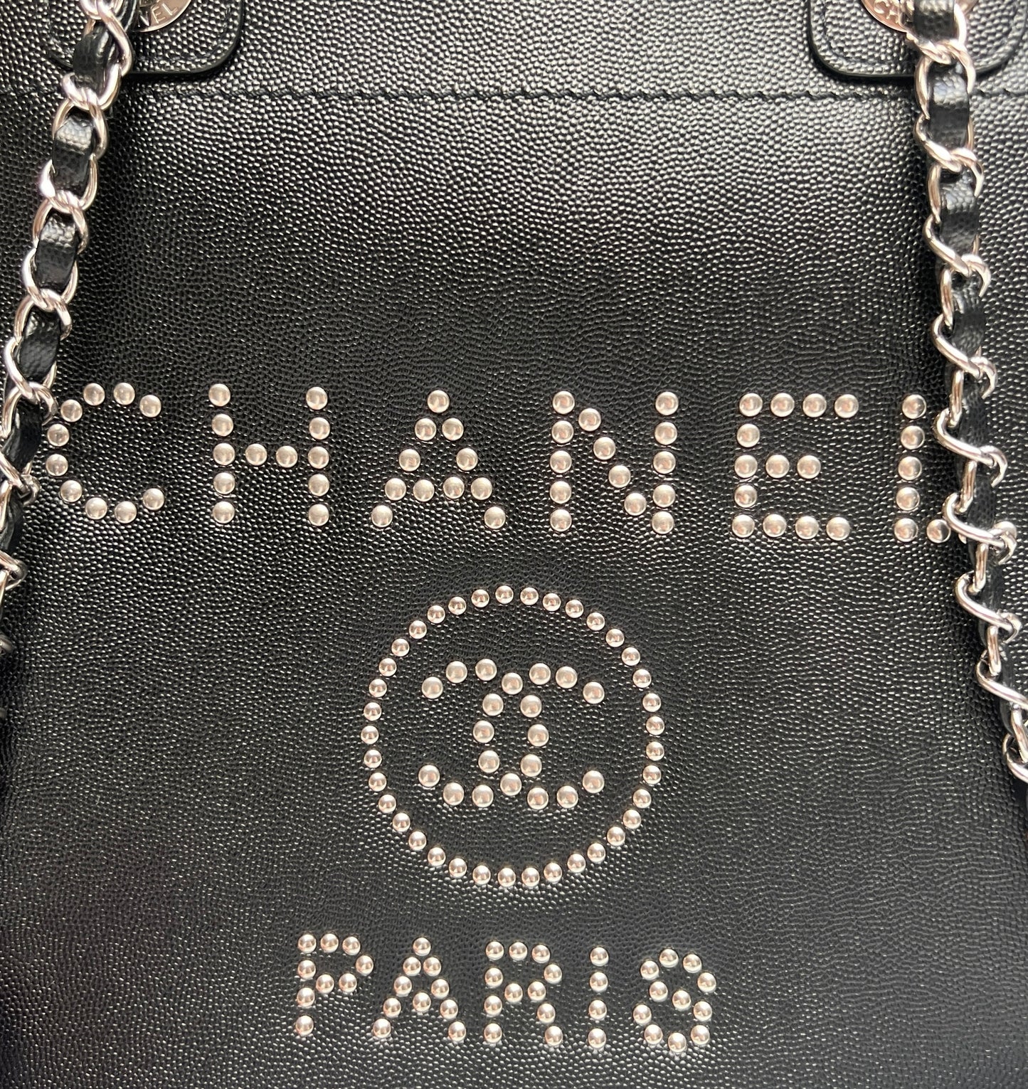 Black Leather Deauville Bag w/Studs