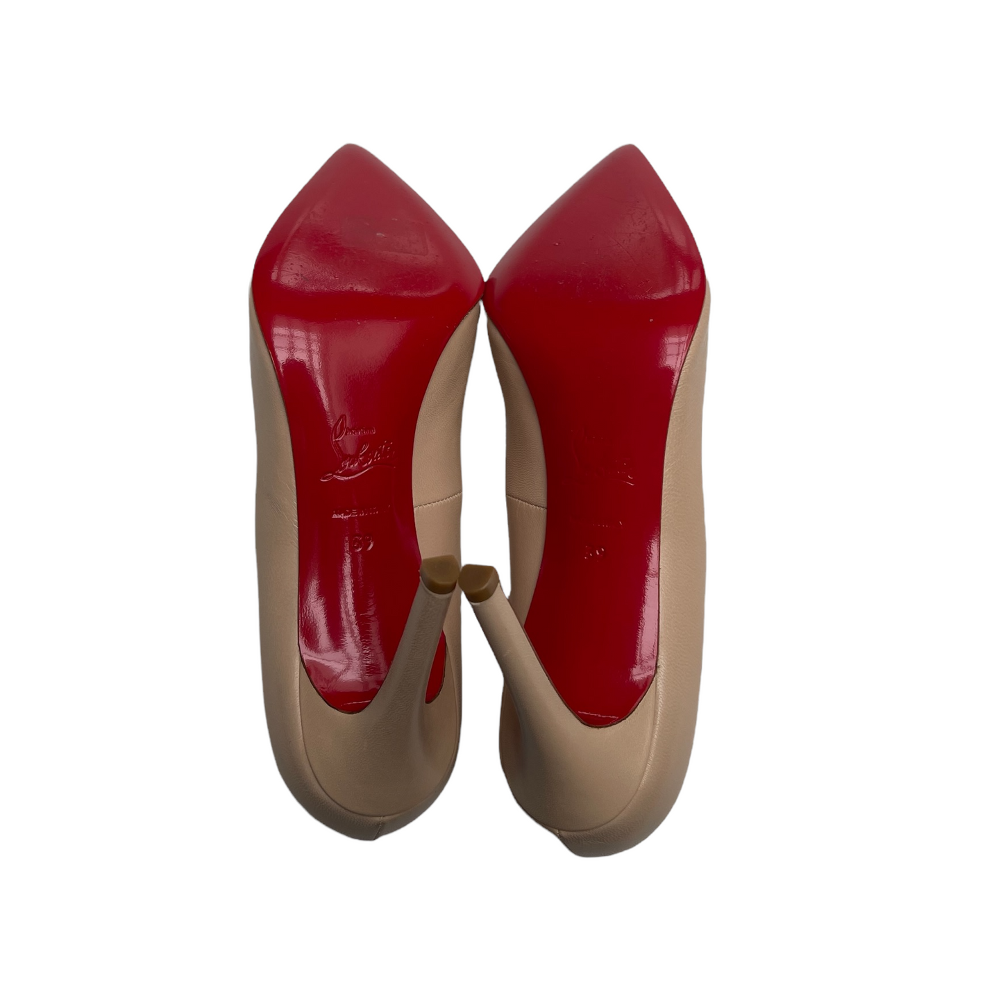 Beige Leather Heels - 9