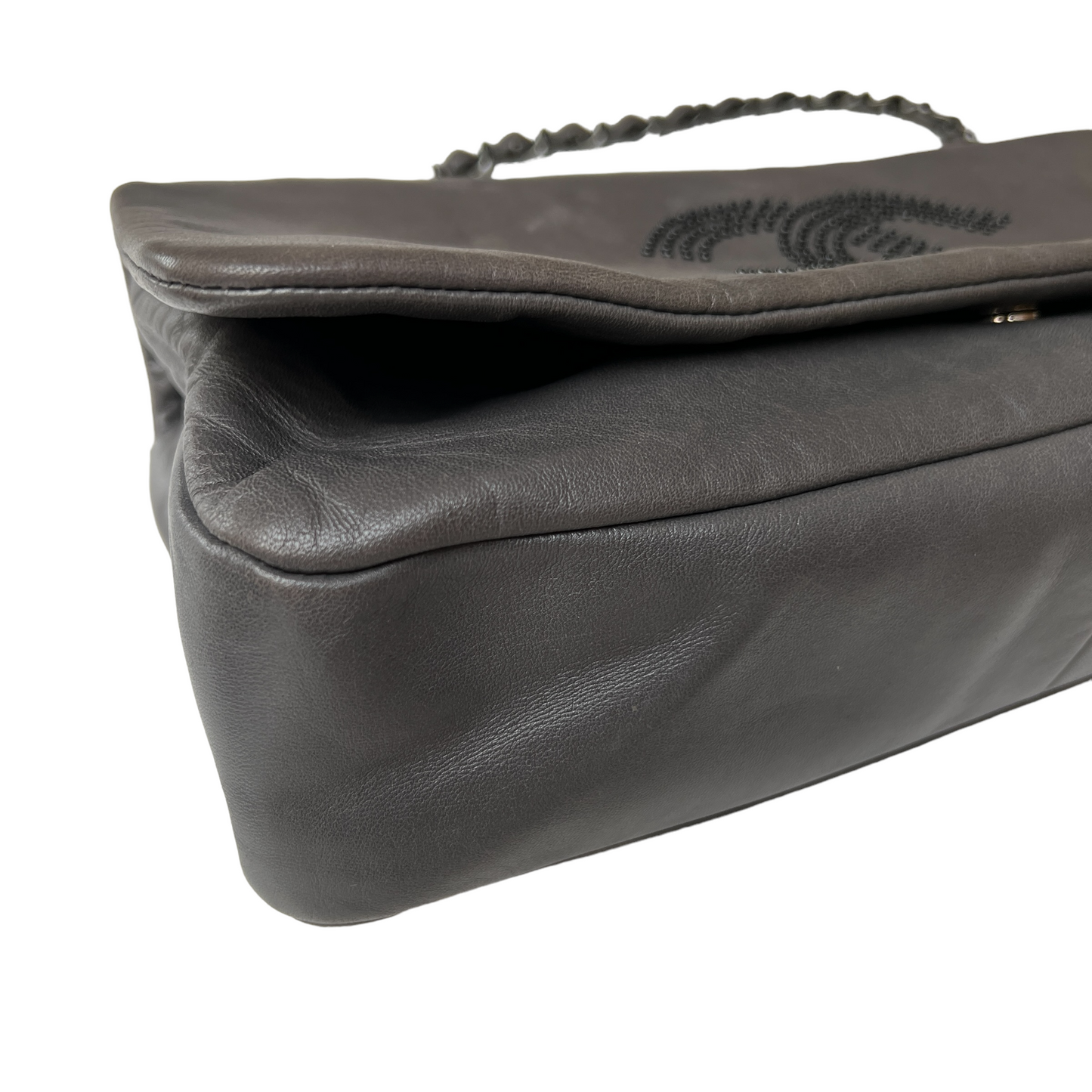 Grey Studded CC Shoulder Flap
