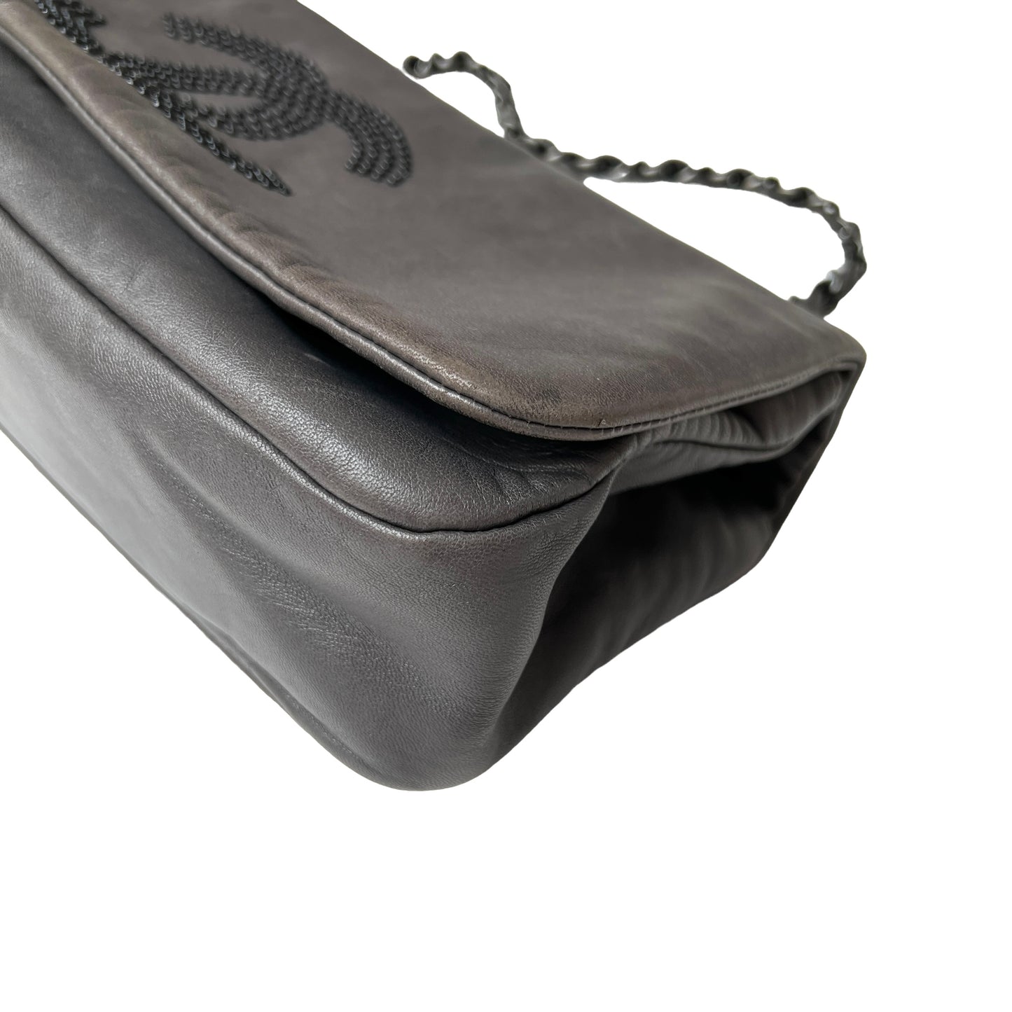 Grey Studded CC Shoulder Flap