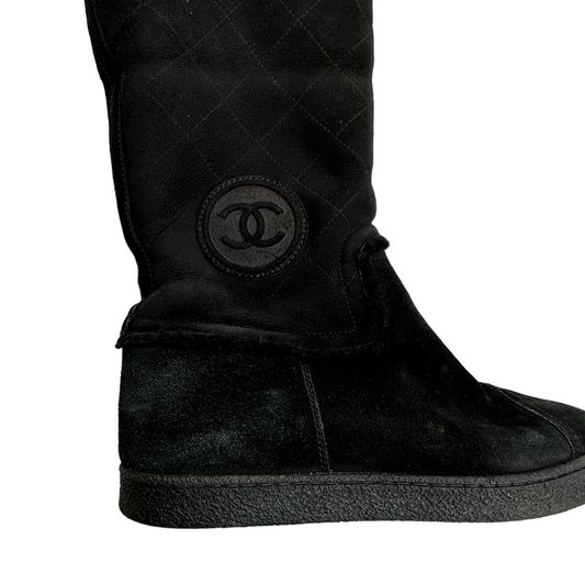 Black Suede Boots w/Fur Lining - 10.5