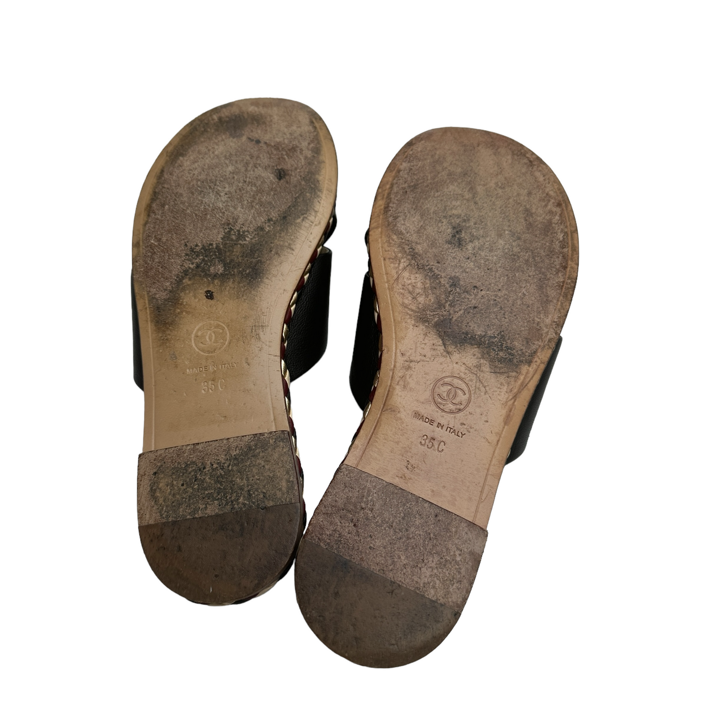 Black Leather Slides - 5