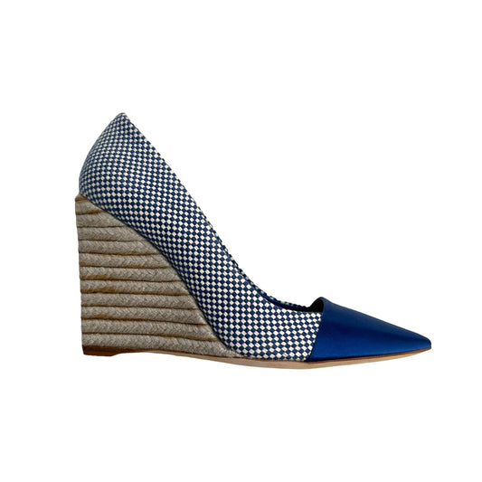 Blue Satin Wedges - 9