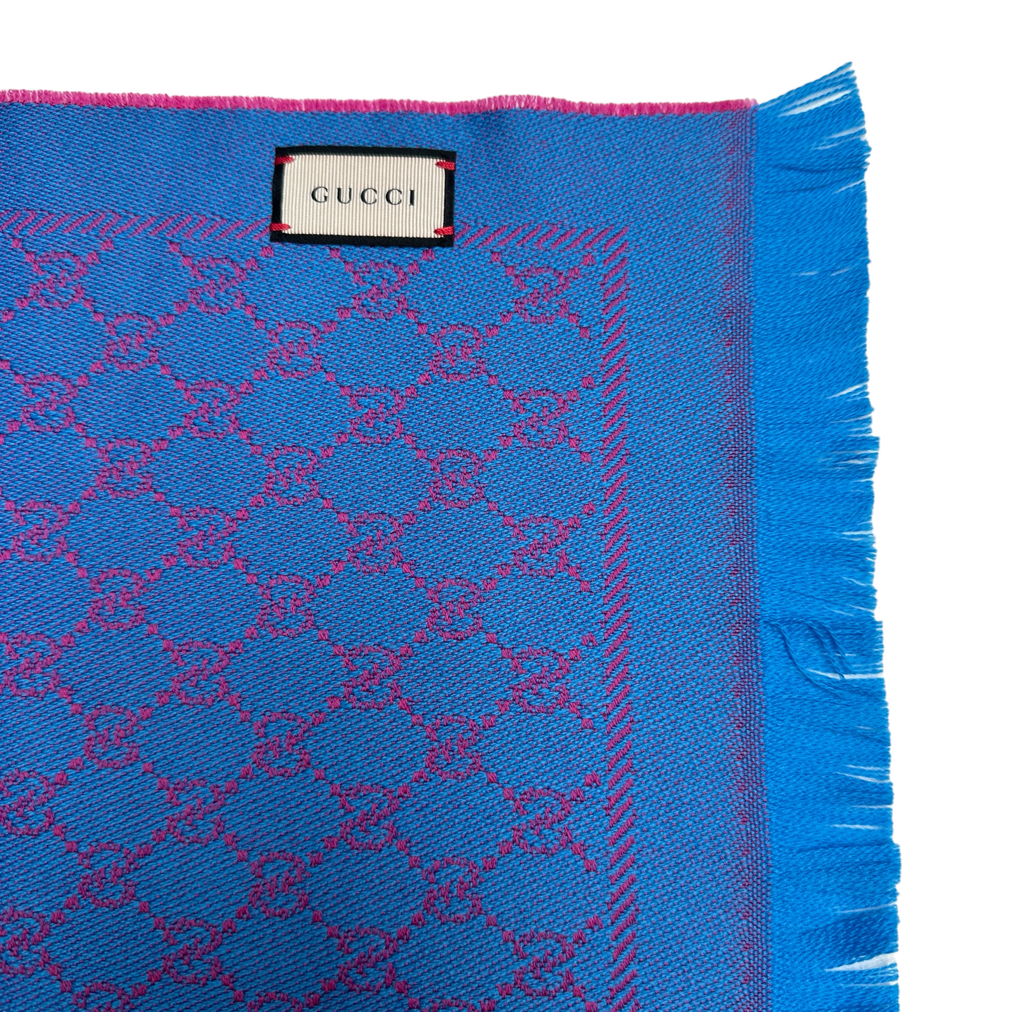 GG Monogram Blue Wool Scarf