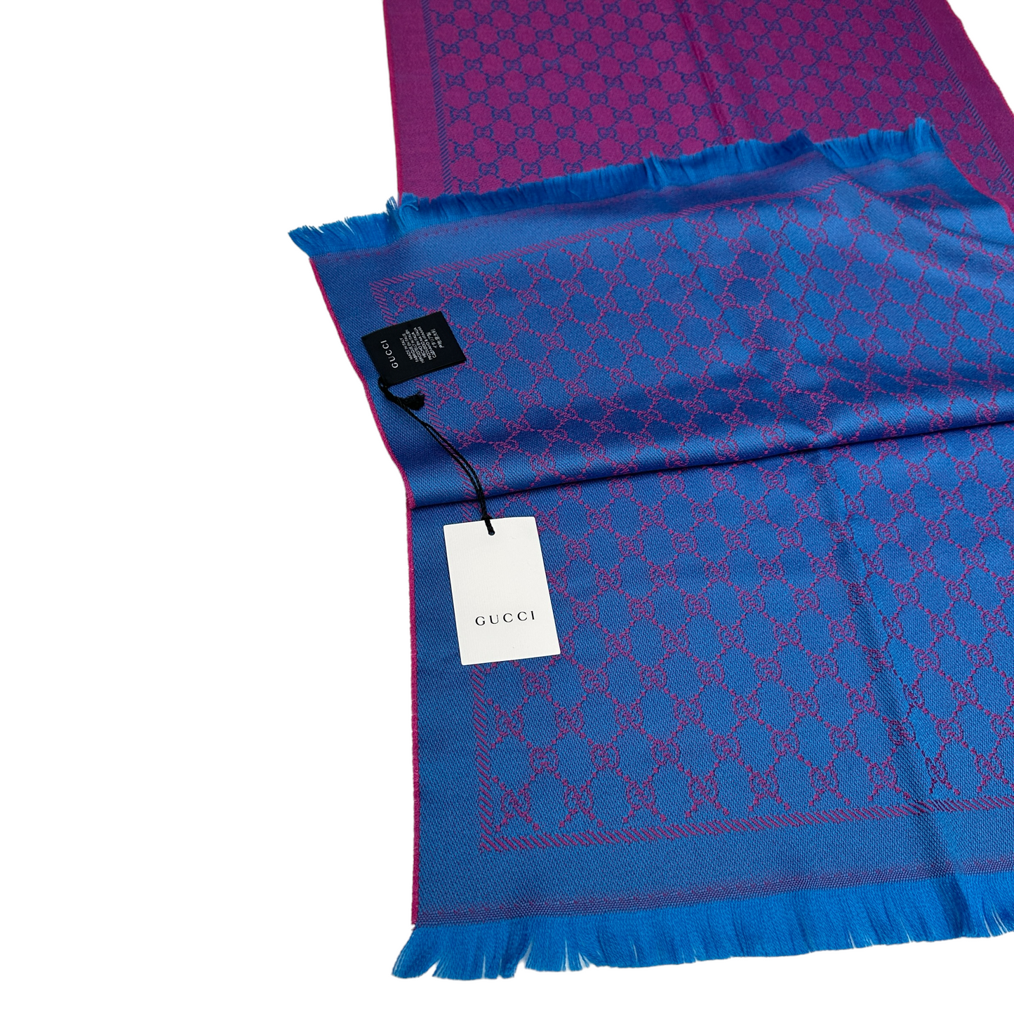 GG Monogram Blue Wool Scarf