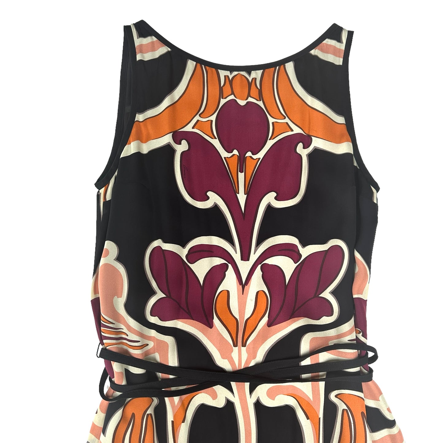 Black Printed Silk Dress - M