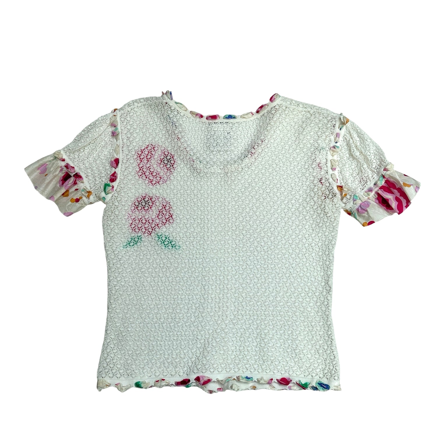 White Floral Cropped Top - XS