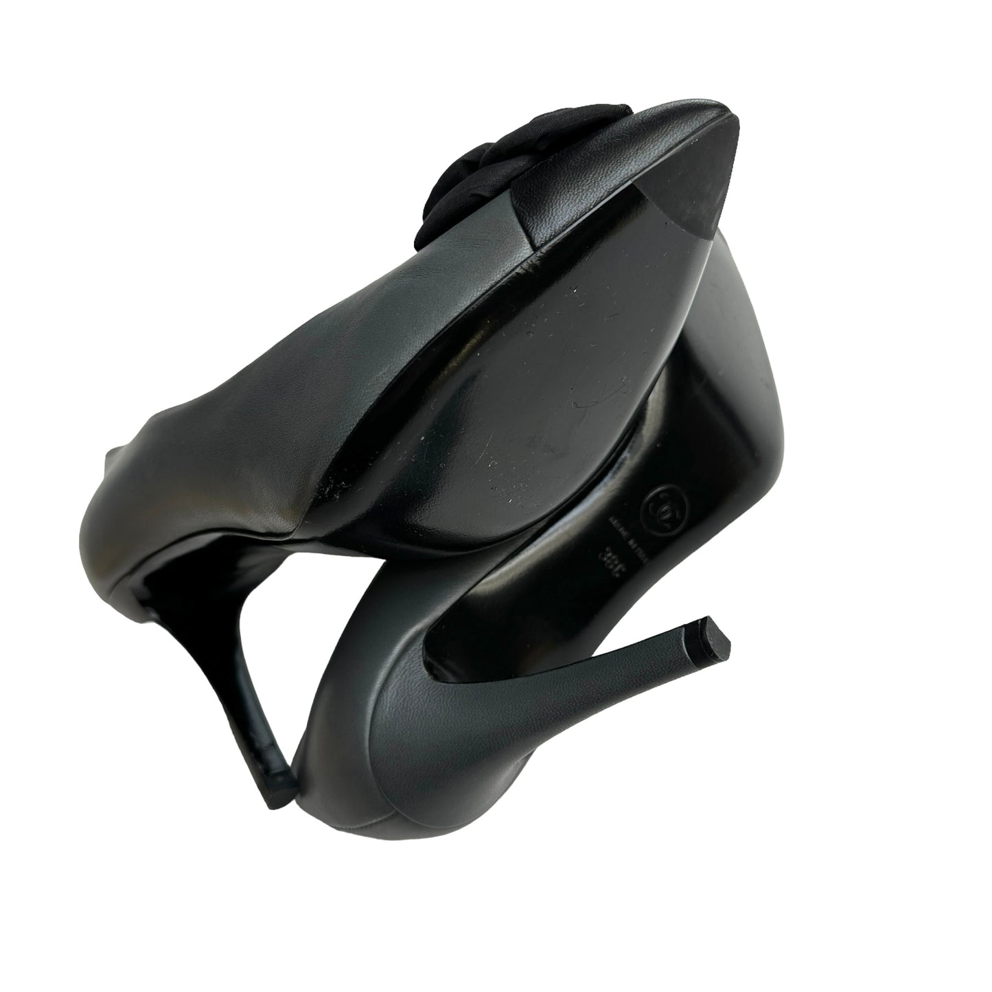 Grey & Black Camelia Heels - 7.5