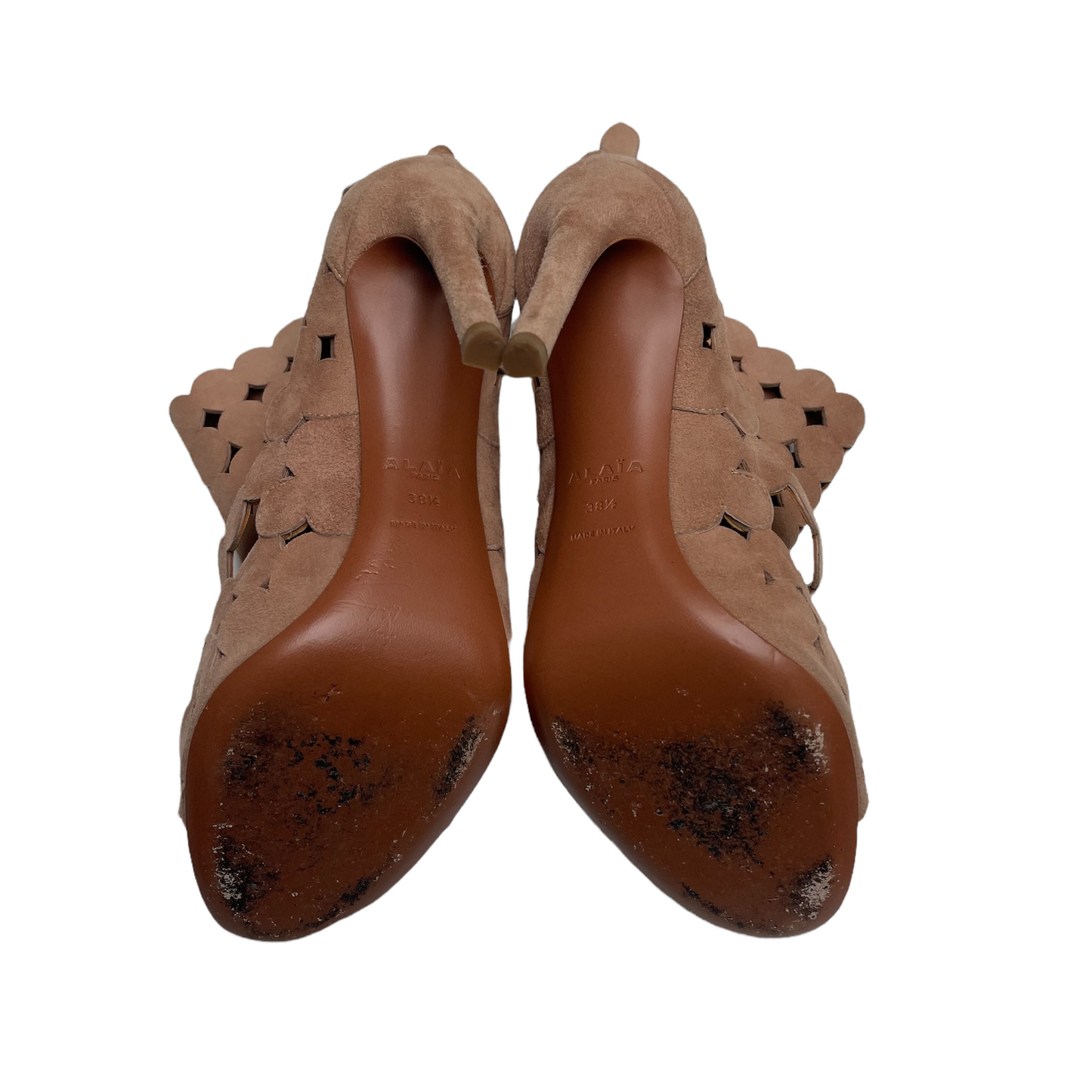 Beige Eyelet Heels - 8