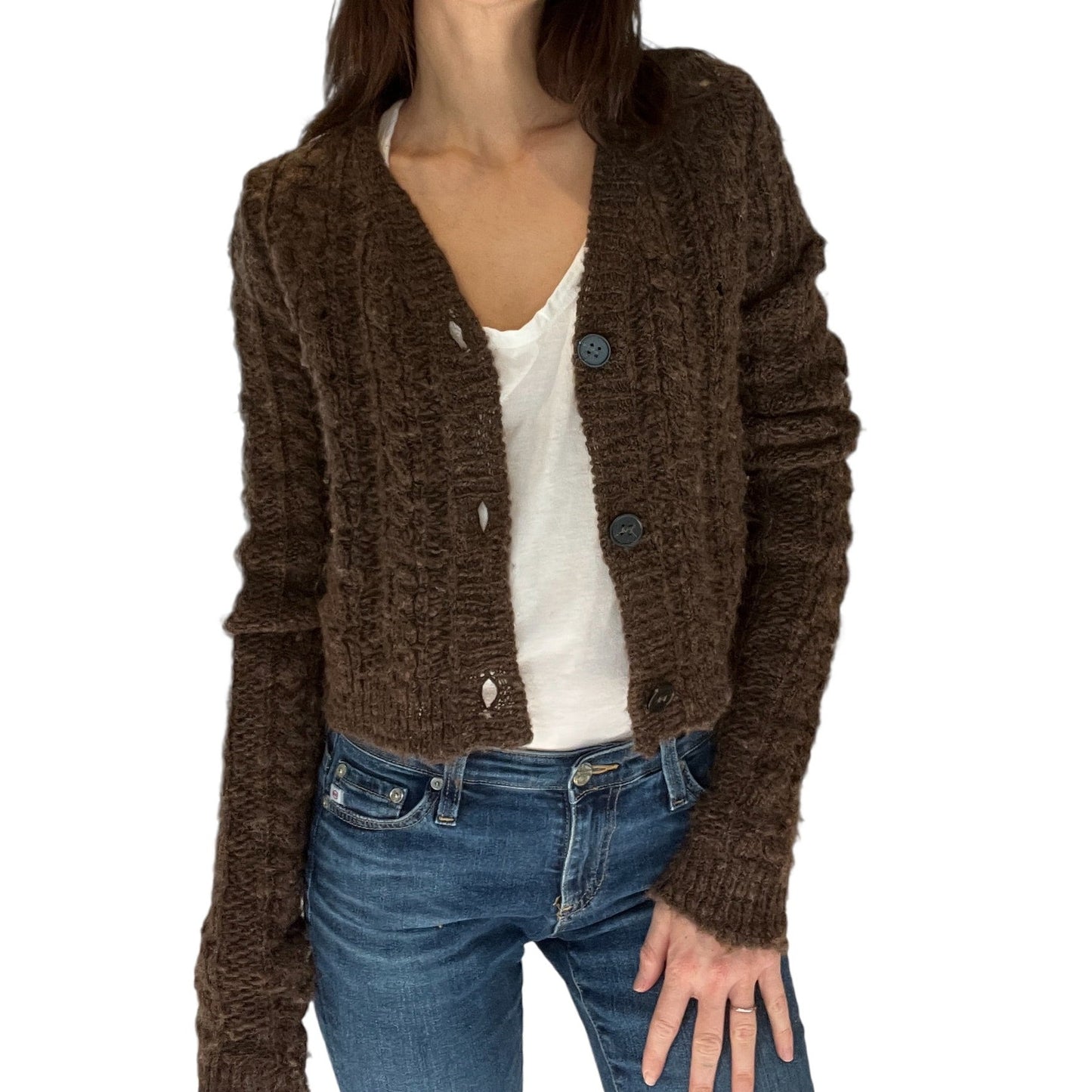 Brown Wool Cardigan - S