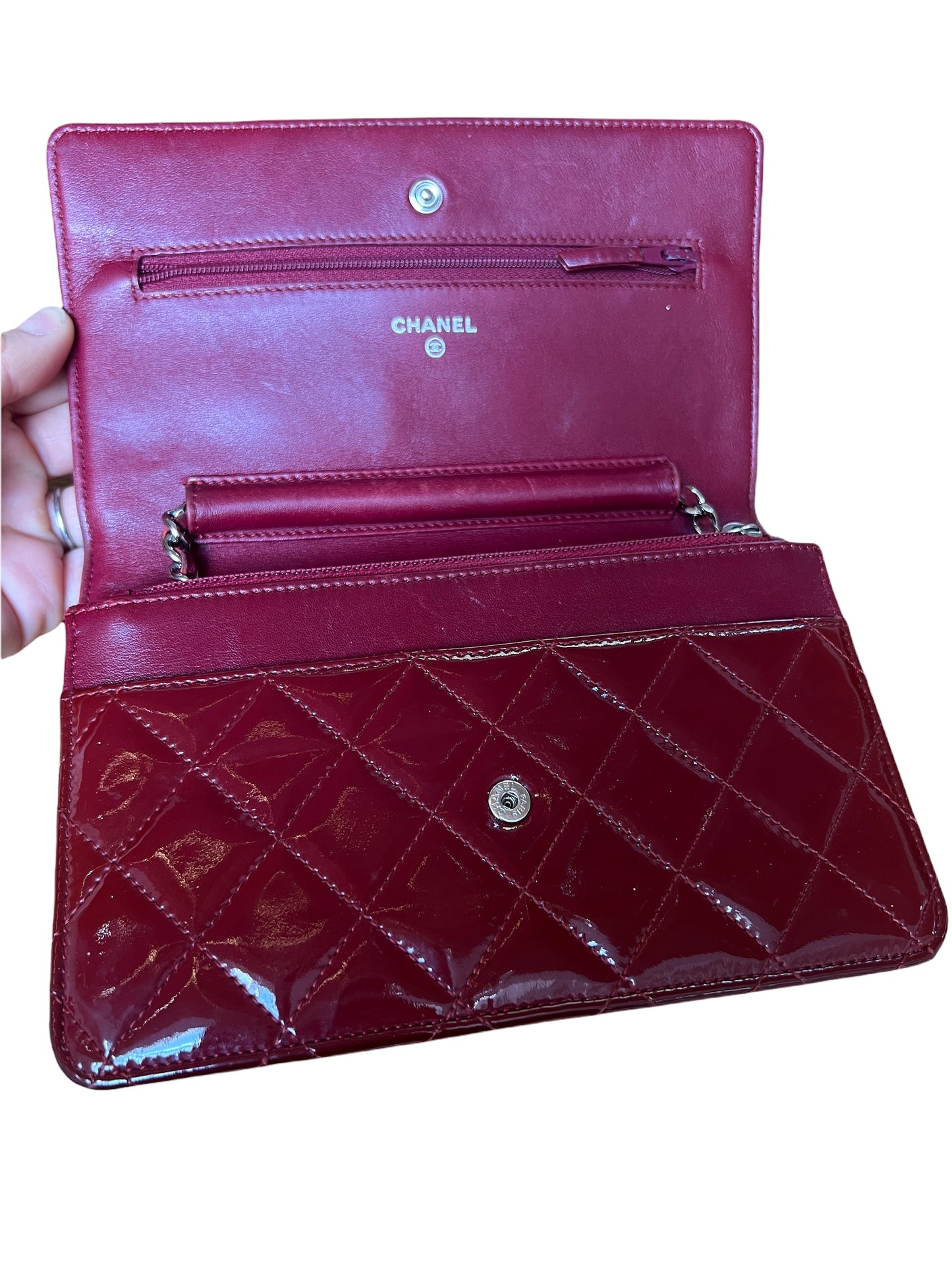Patent Leather Wallet on Chain