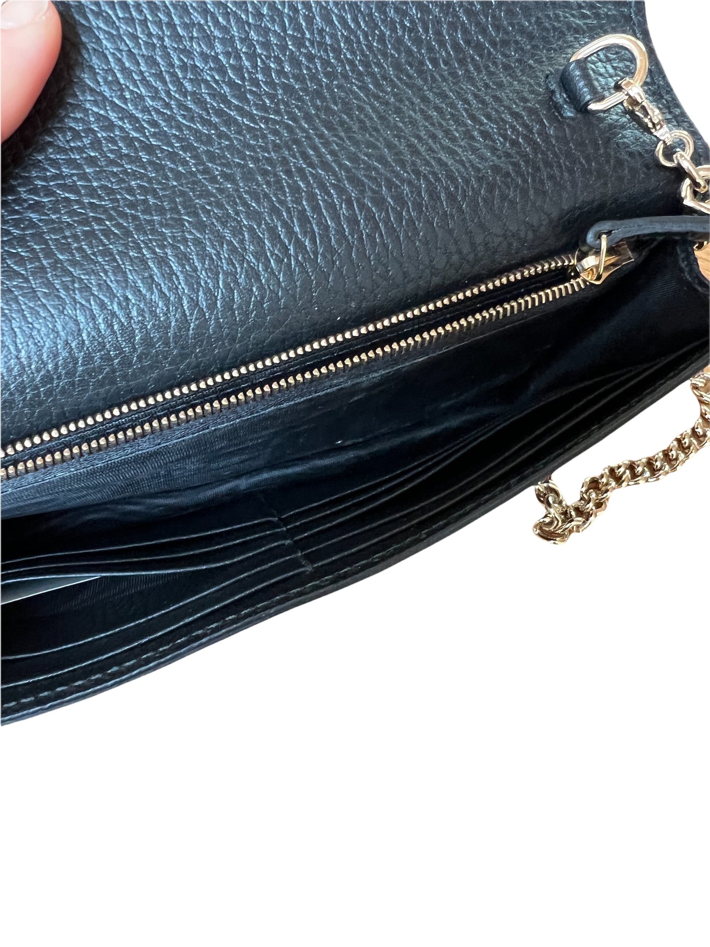 Black Leather Wallet on Chain