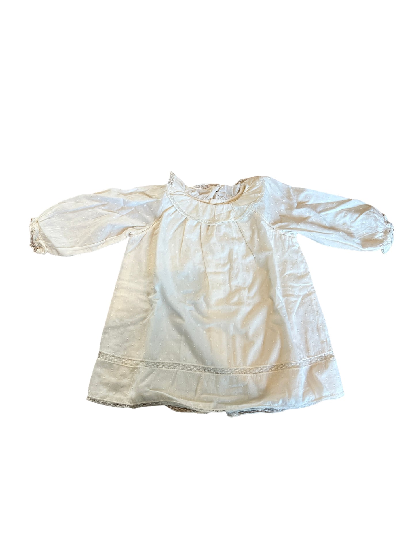 Cream Cotton & Lace Dress - 18M