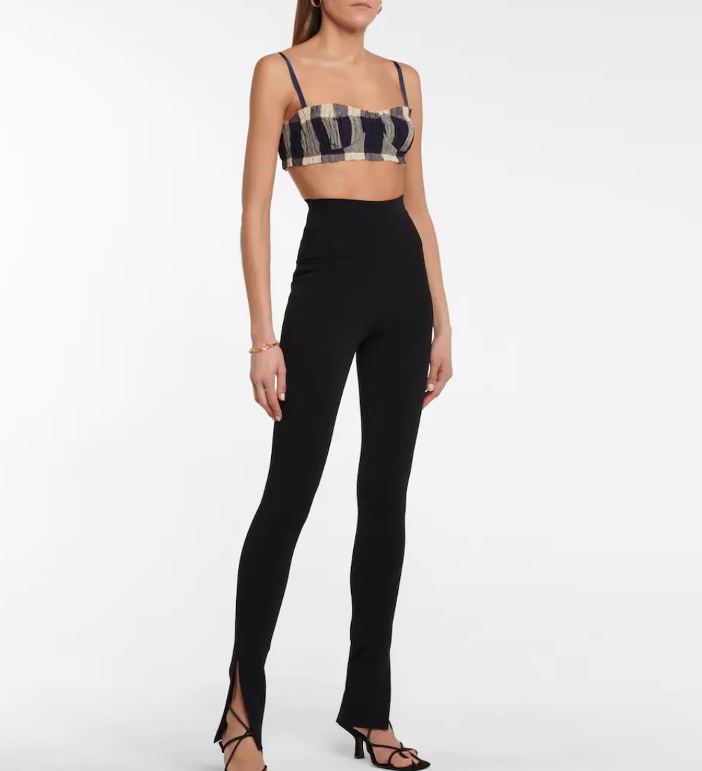 Pleated Check Print Bra and Skirt - 0