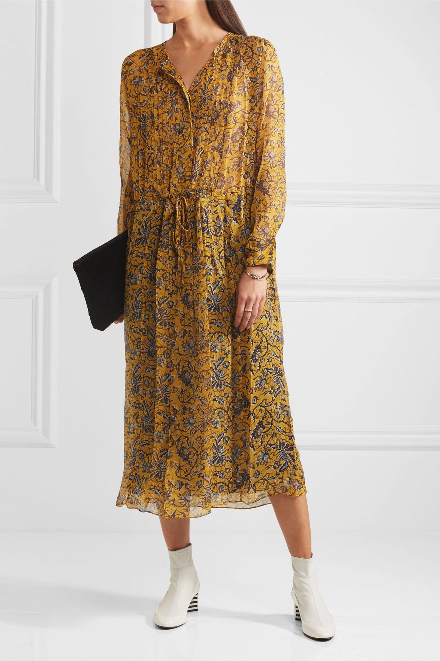 Yellow & Black Silk Dress - XS