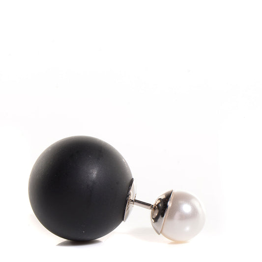 Matte Black & Pearl Tribal Earrings