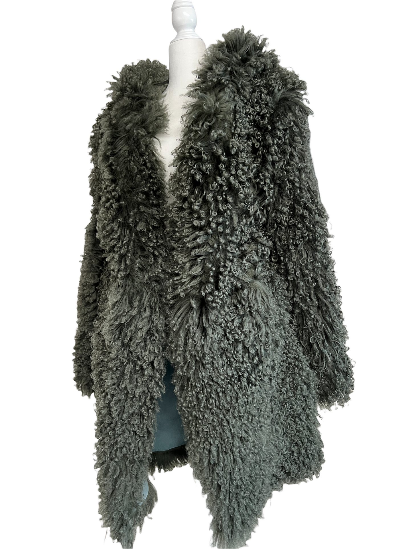 Oversized Fur Coat with Hoodie - M