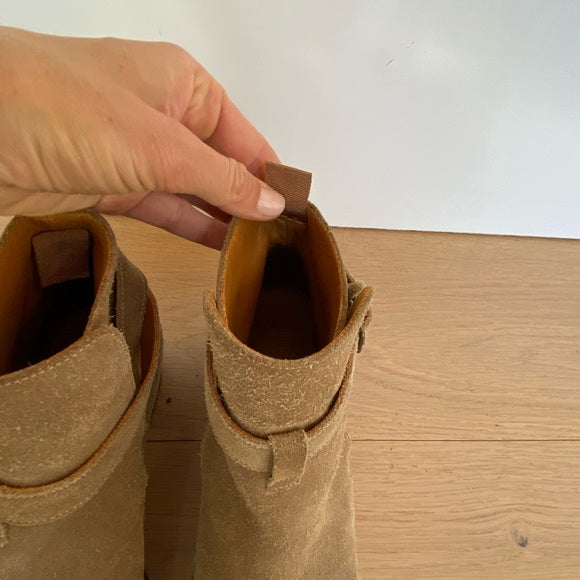 Tan Suede Leather Boots - 7.5