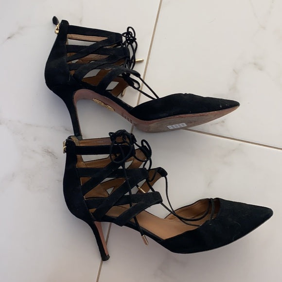 Black Suede Heels - 8