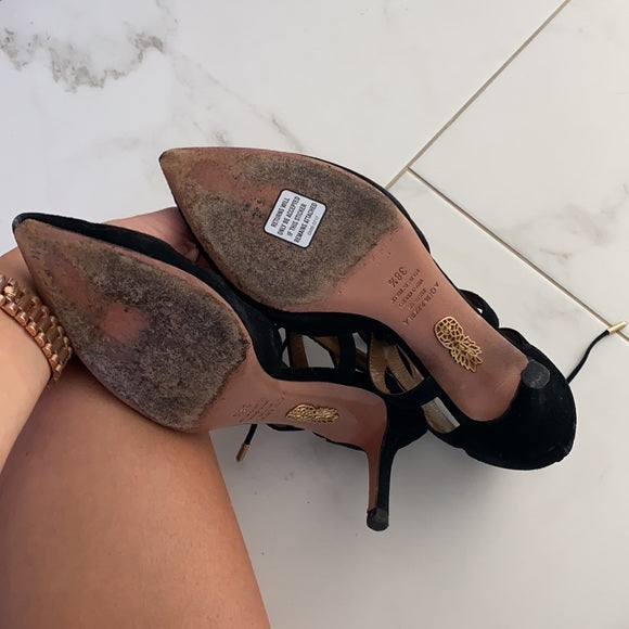 Black Suede Heels - 8