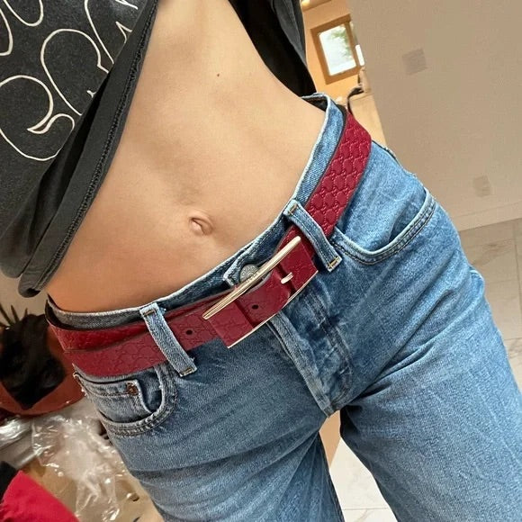 Red Logo Leather Belt