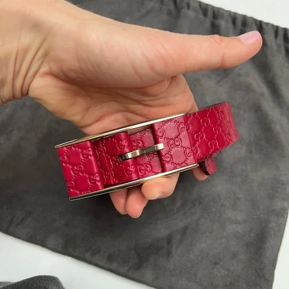 Red Logo Leather Belt