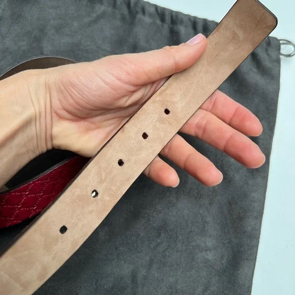 Red Logo Leather Belt