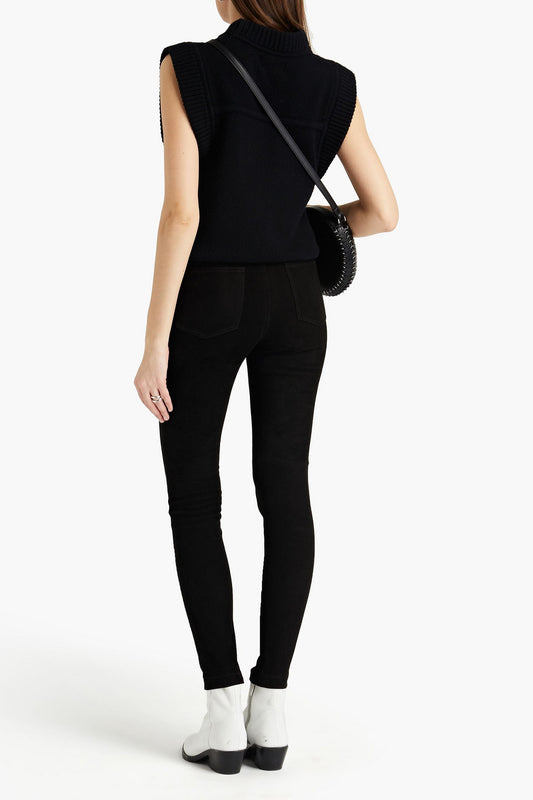 Black Suede Skinny Pants - US 4