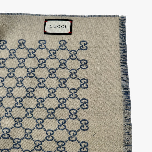 Gucci Denim Blue Monogram Scarf