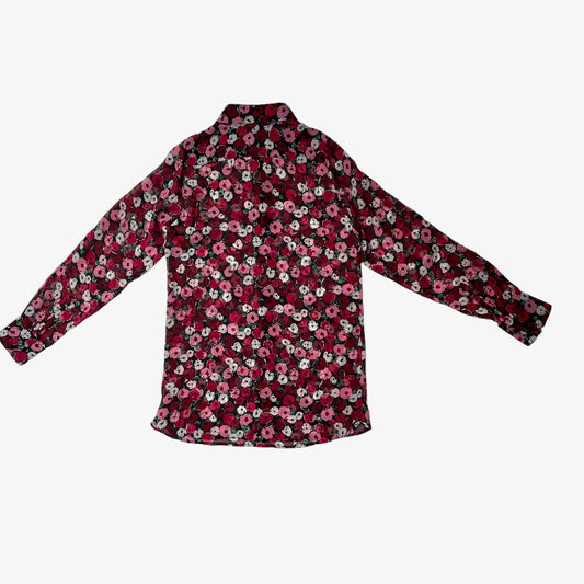 Silk Floral Print Button-Up Shirt - S